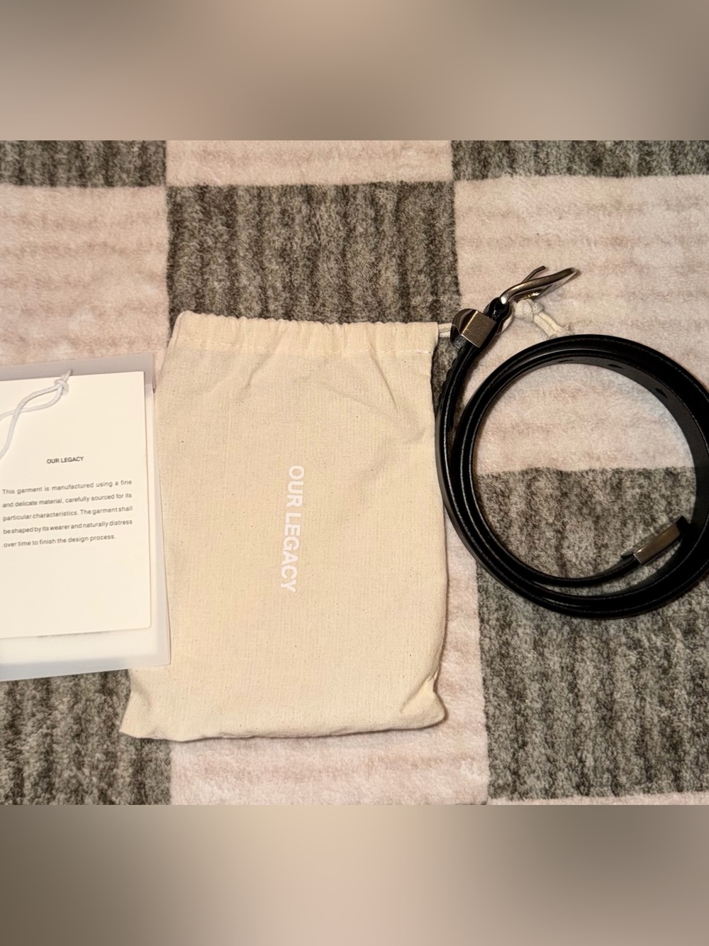 Our Legacy Natural Canvas Pouch with Black Leather Strap